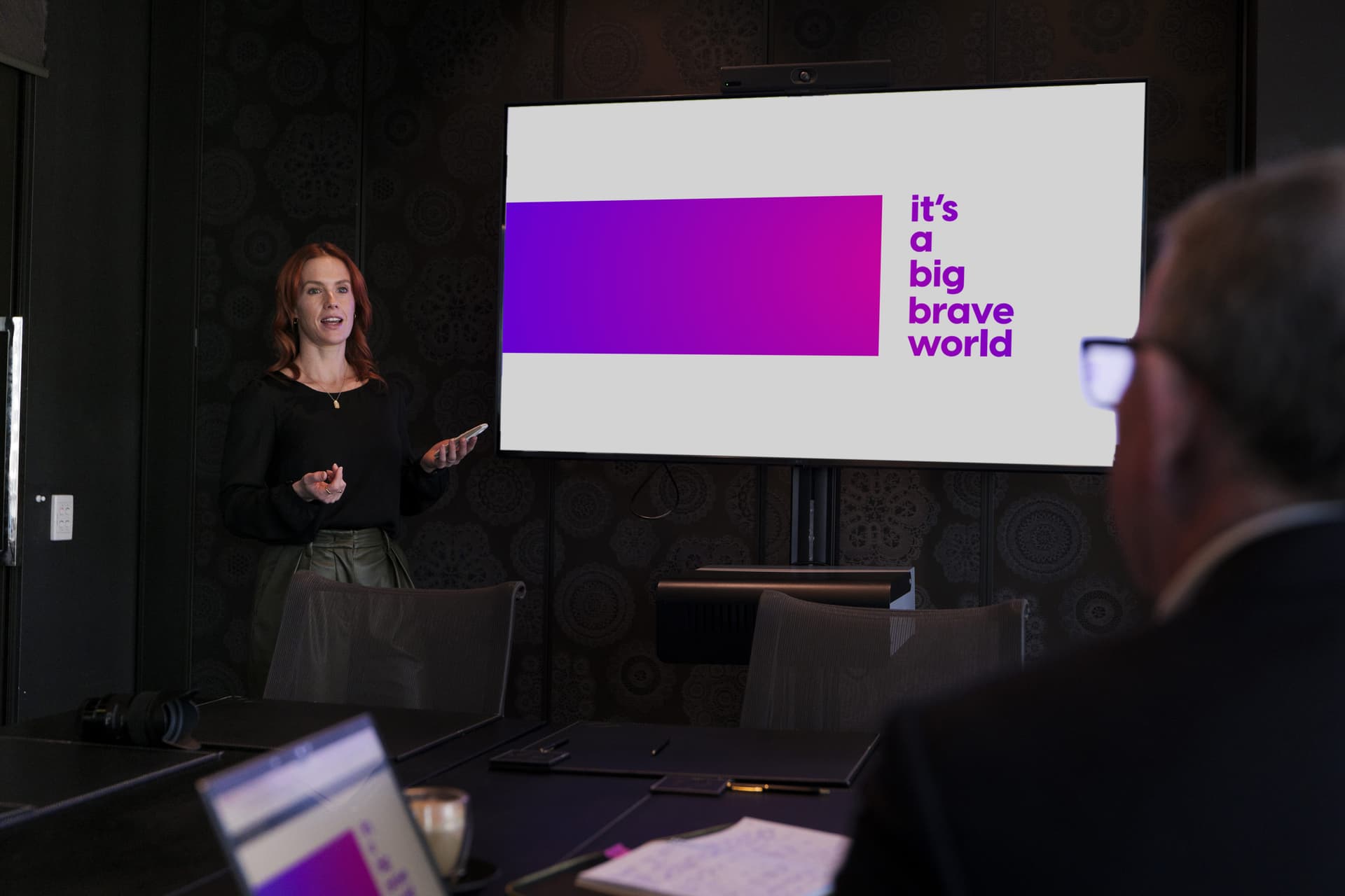 Lauren Nowak presenting Little Big Deal communications work